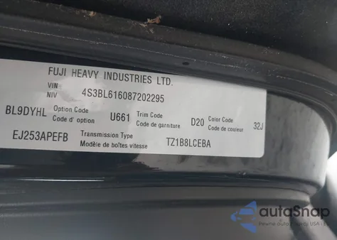 2008 Subaru Legacy 2.5I из США, поврежденный, VIN 4S3BL616087202295